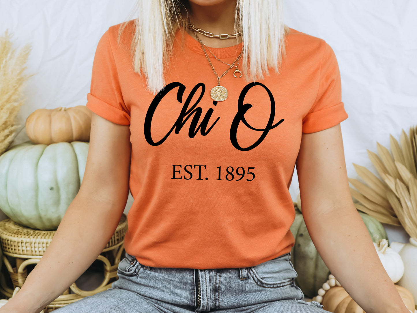 Chi Omega Black Flowy Sorority T-shirt _ 86g