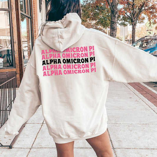 Alpha Omicron Pi Pink Waves Sorority Hoodie _ 33080g