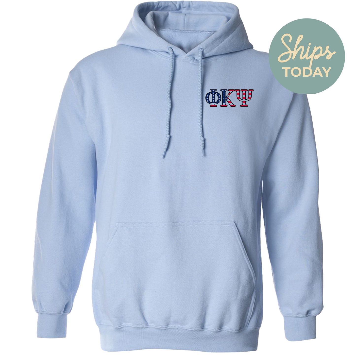 a light blue hoodie with the words okay on it