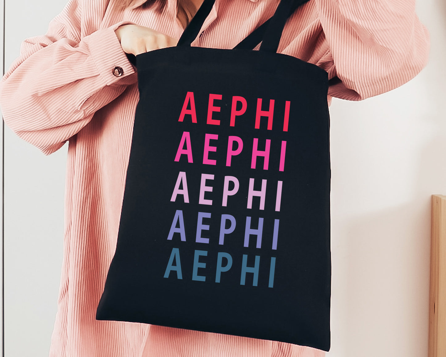 Alpha Epsilon Phi Bright and Stacked Sorority Tote Bag _ 34387g