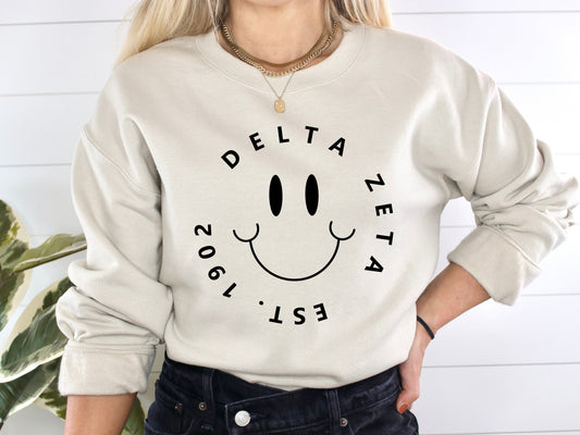 Delta Zeta Smiley Face Halo Sorority Sweatshirt _ 2512g