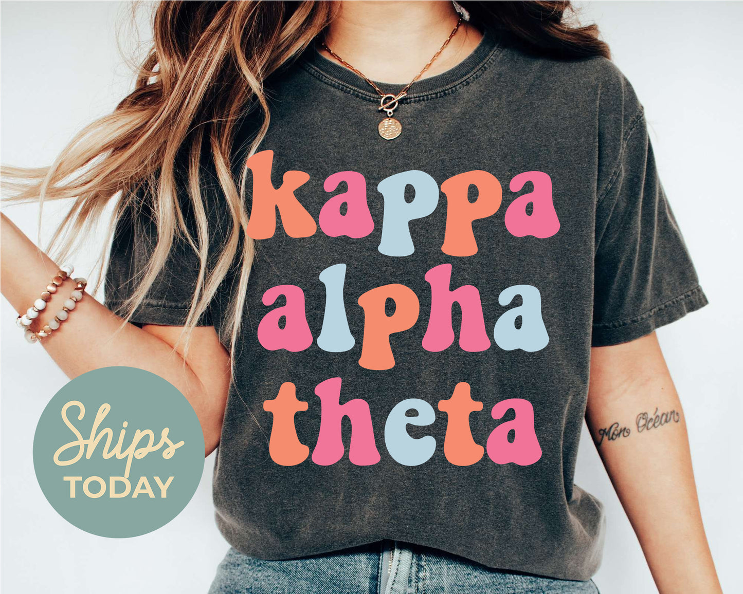Kappa Alpha Theta Vividly Vibrant Sorority T-shirt _ 3164g