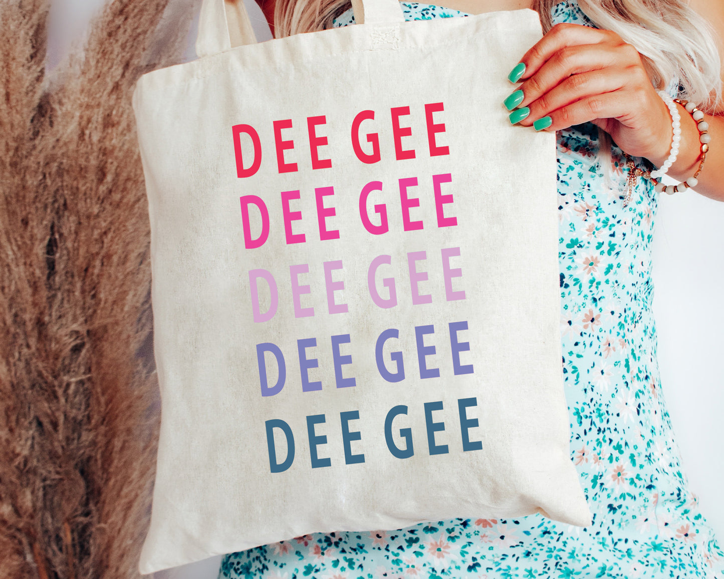 Delta Gamma Bright and Stacked Sorority Tote Bag _ 34396g