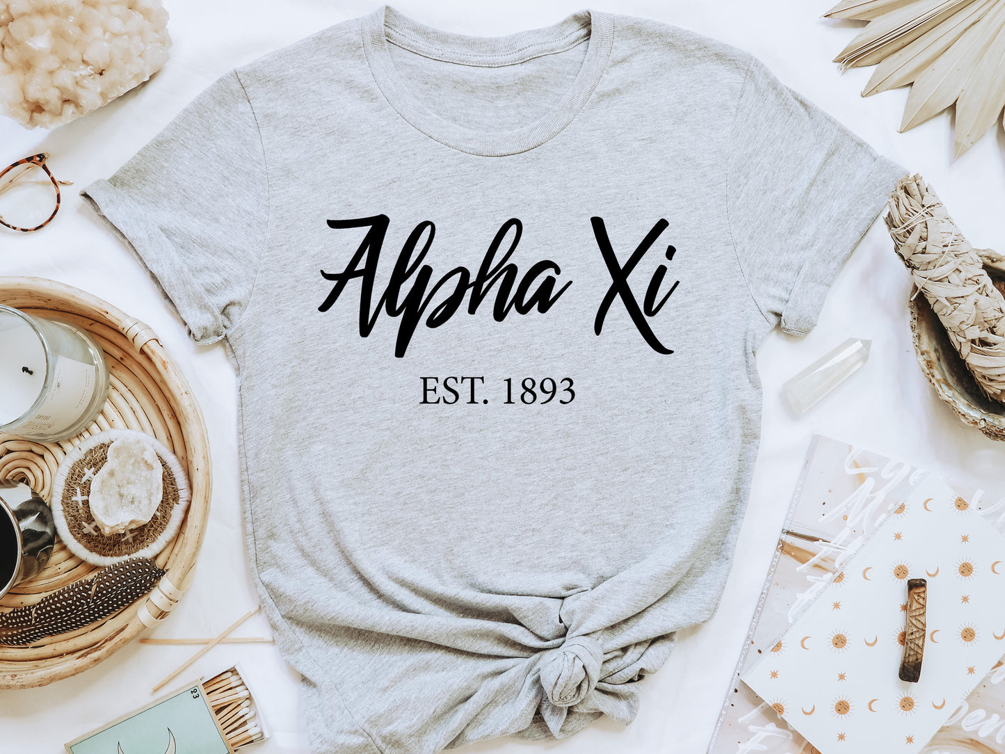 Alpha Xi Delta Black Flowy Sorority T-shirt _ 85g