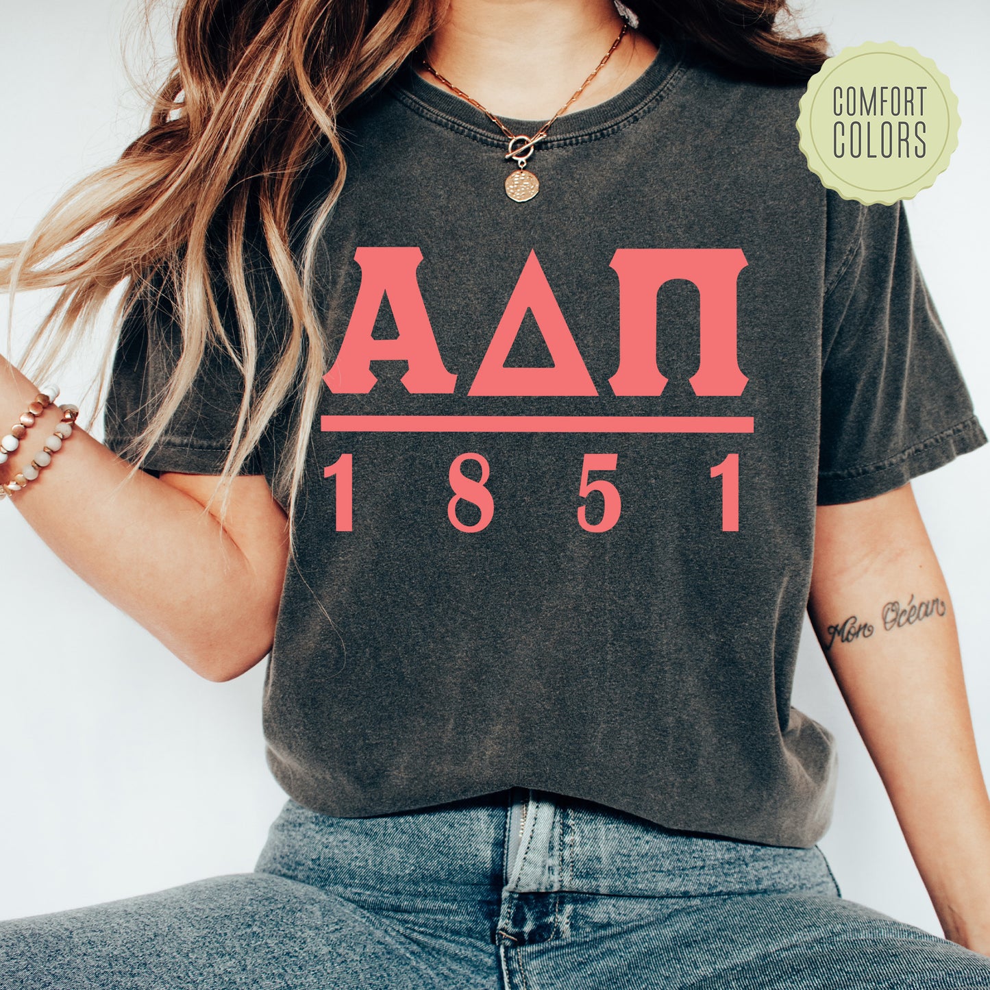Alpha Delta Pi Monochromatic Comfort Colors Sorority T-shirt _ 30844g