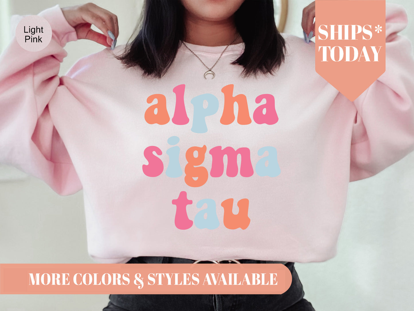 Alpha Sigma Tau Vividly Vibrant Sorority Sweatshirt _ 3156g