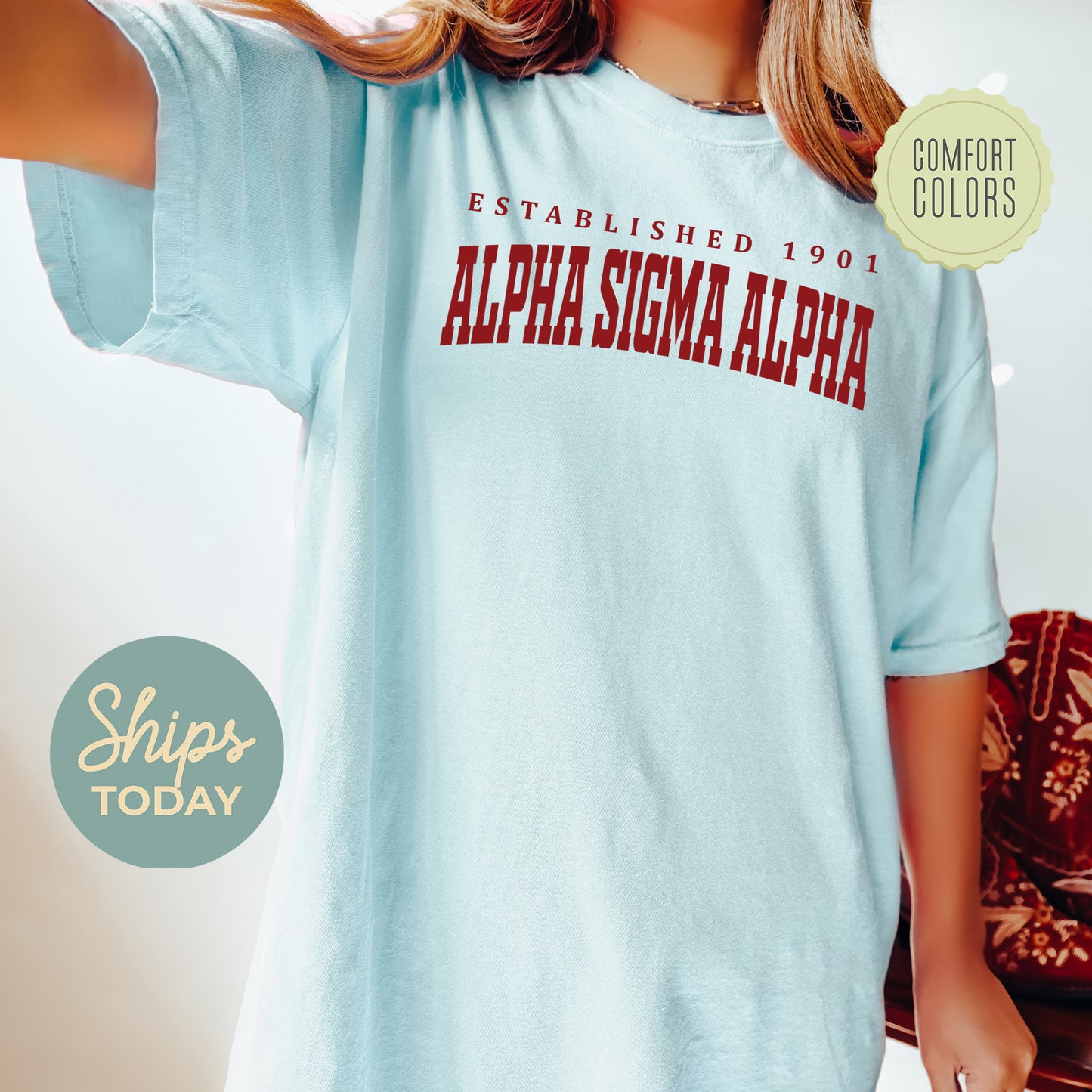 Alpha Sigma Alpha Bold Letters Comfort Colors Sorority T-shirt _ 35126g