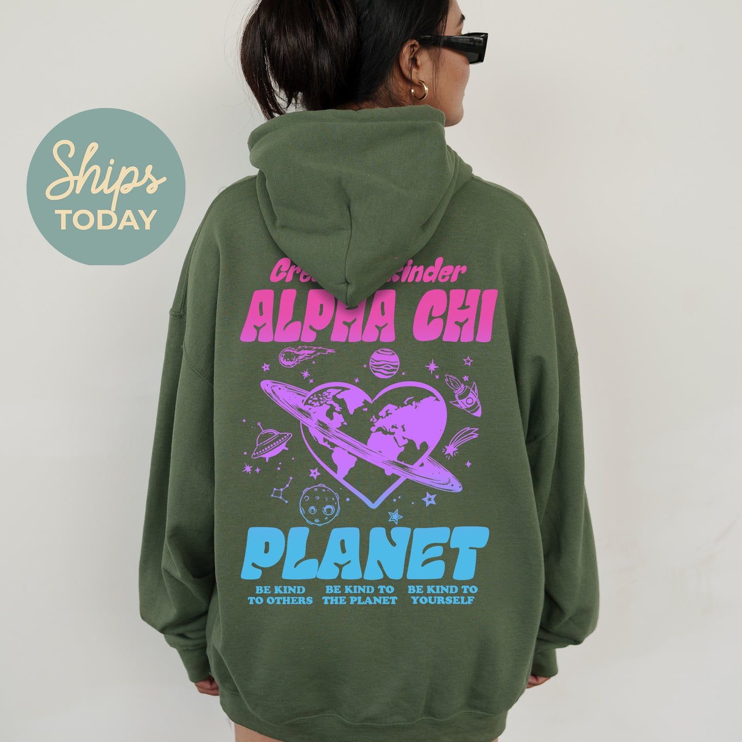 Alpha Chi Omega Ombre Worlds Sorority Hoodie _ 35541g