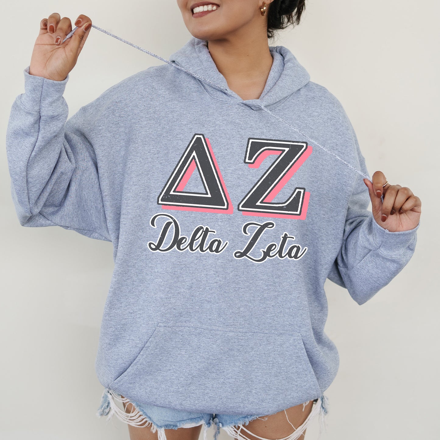 Delta Zeta Greek Colors Sorority Hoodie _ 36082g