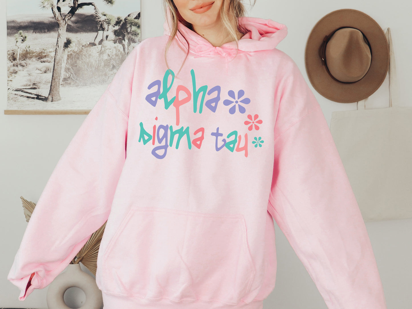 Alpha Sigma Tau Colorful Floral Sorority Hoodie _ 2610g