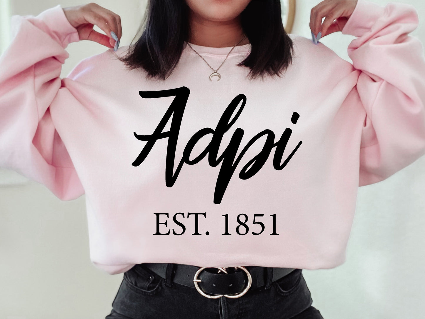 Alpha Delta Pi Black Flowy Sorority Sweatshirt _ 78g