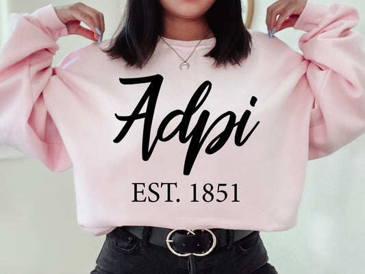 Alpha Delta Pi Black Flowy Sorority Sweatshirt _ 78g