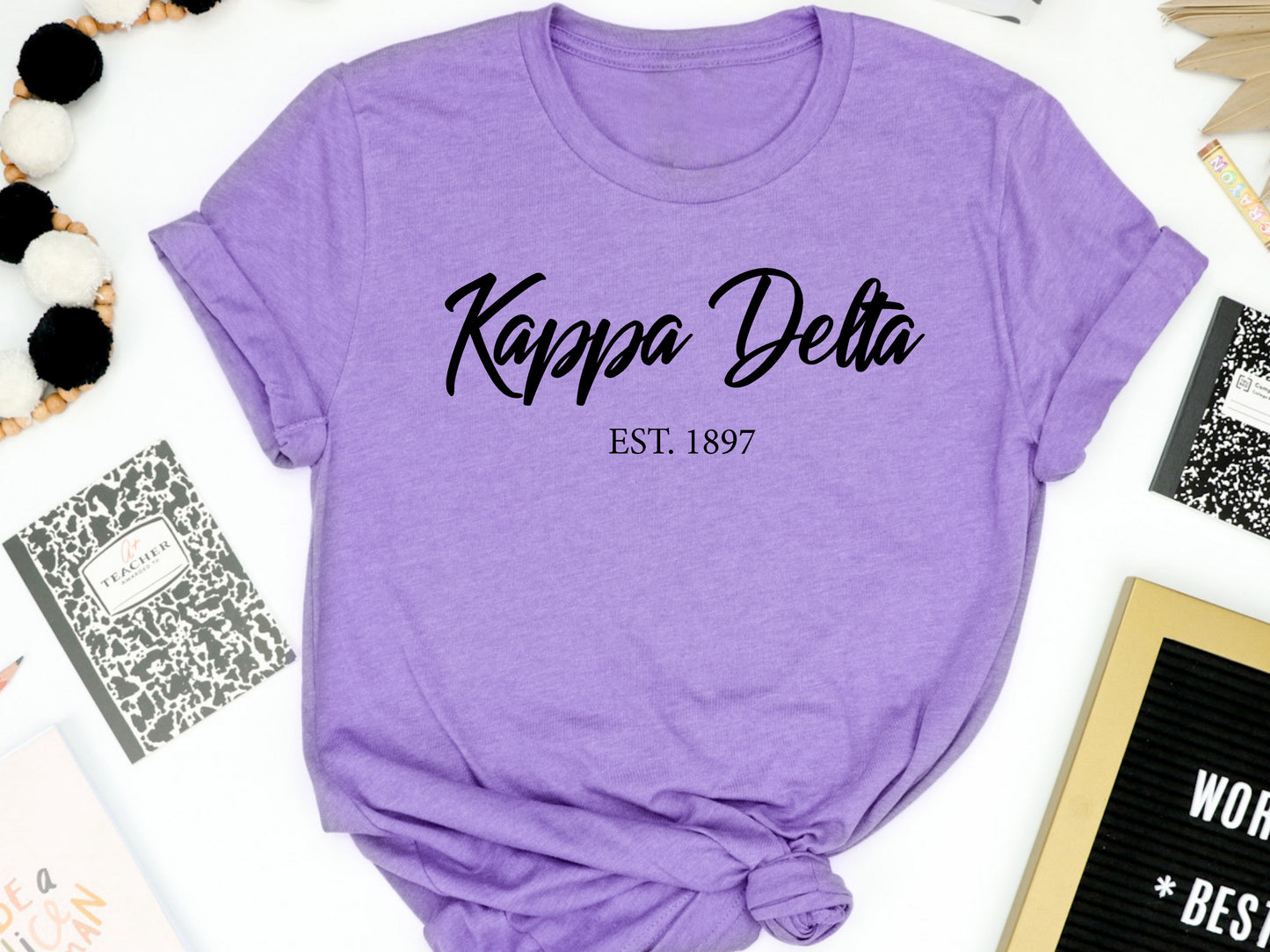 Kappa Delta Black Flowy Sorority T-shirt _ 93g