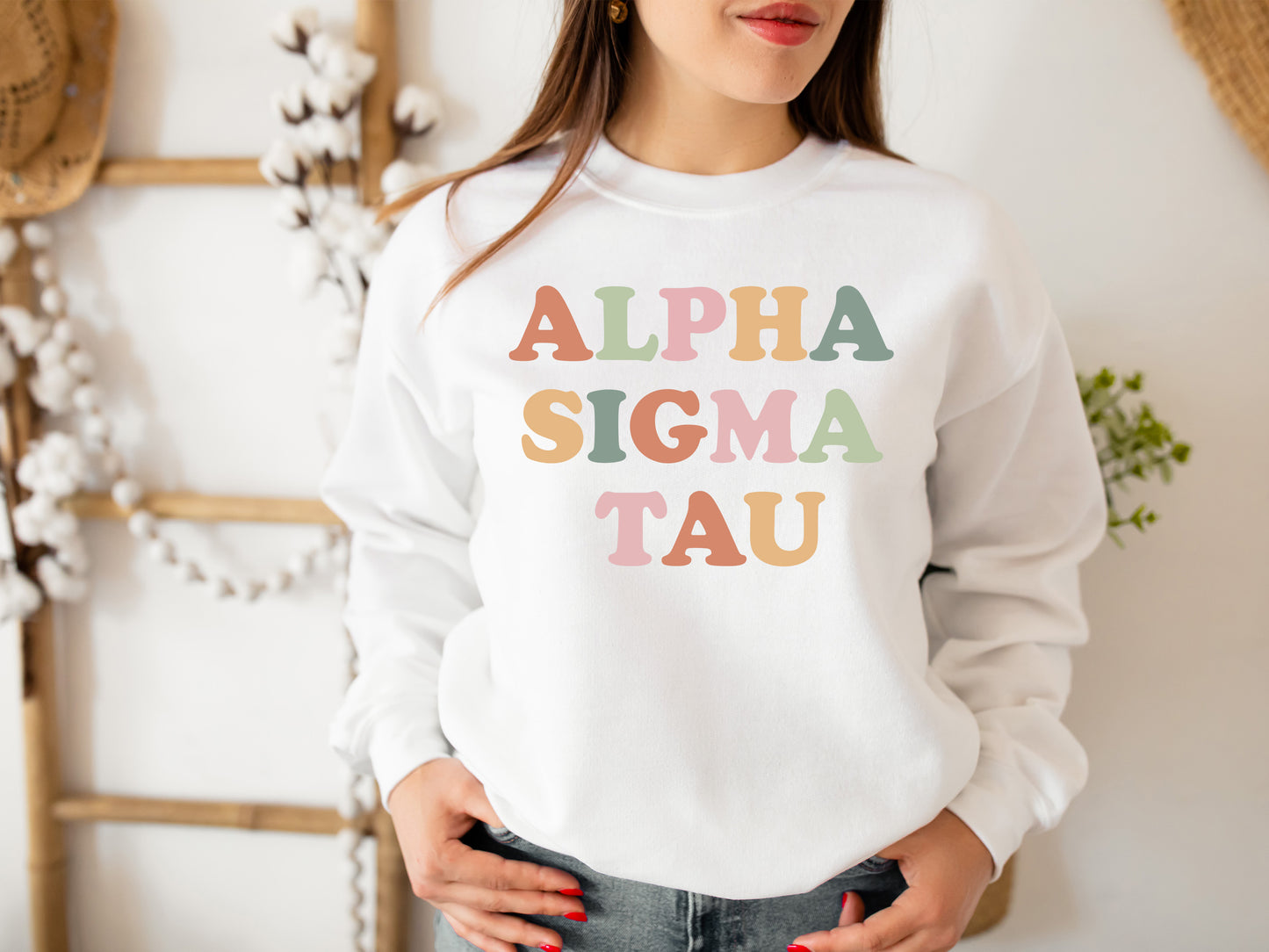 Alpha Sigma Tau Bright and Proud Sorority Sweatshirt _ 421g