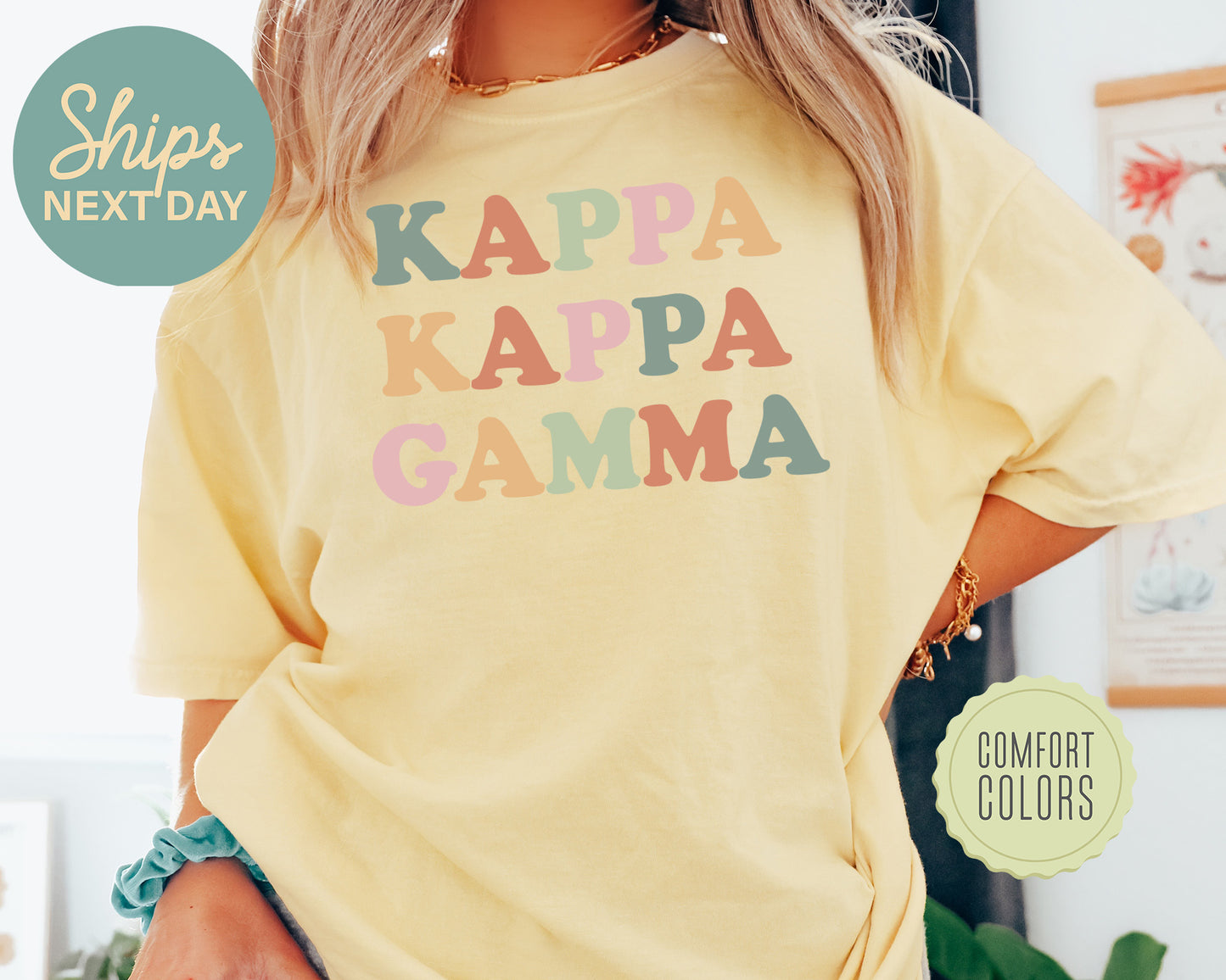 Kappa Kappa Gamma Bright and Proud Comfort Colors Sorority T-shirt _ 431g