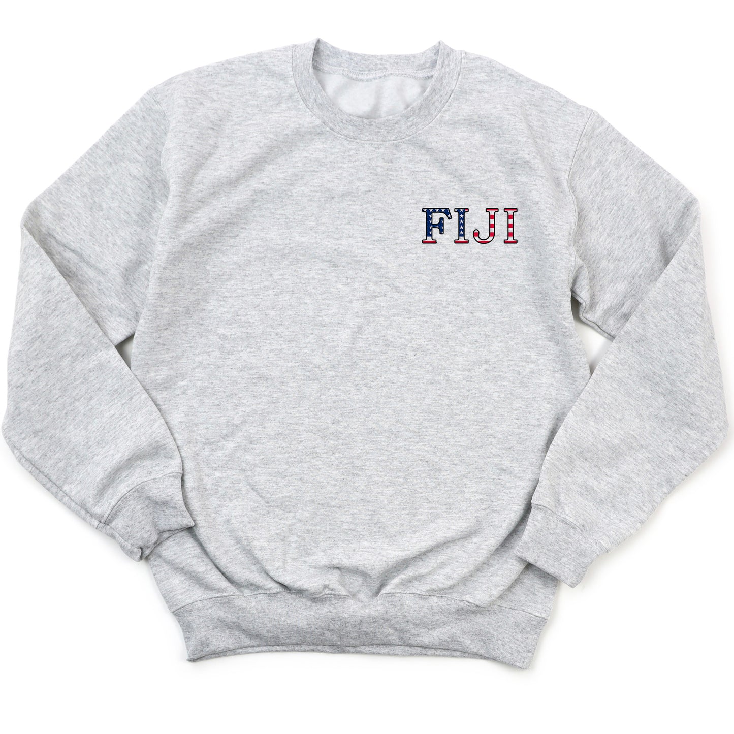 a grey sweatshirt with the word flu on it