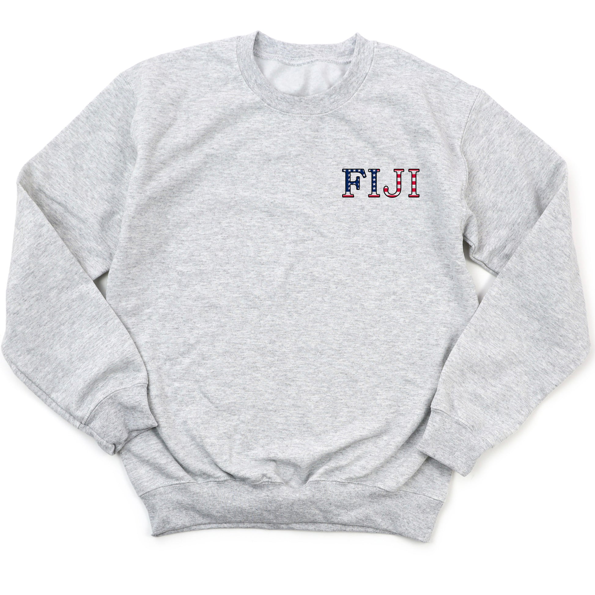 a grey sweatshirt with the word flu on it
