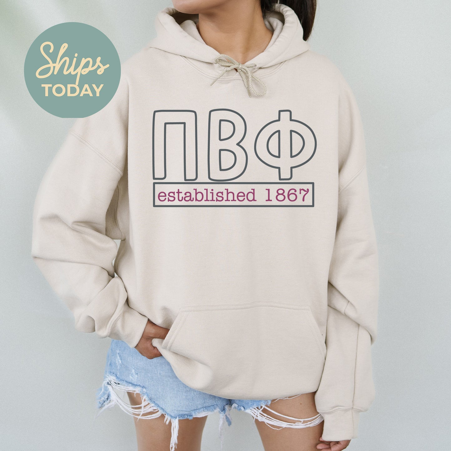 Pi Beta Phi Simply Greek Sorority Hoodie _ 39356g