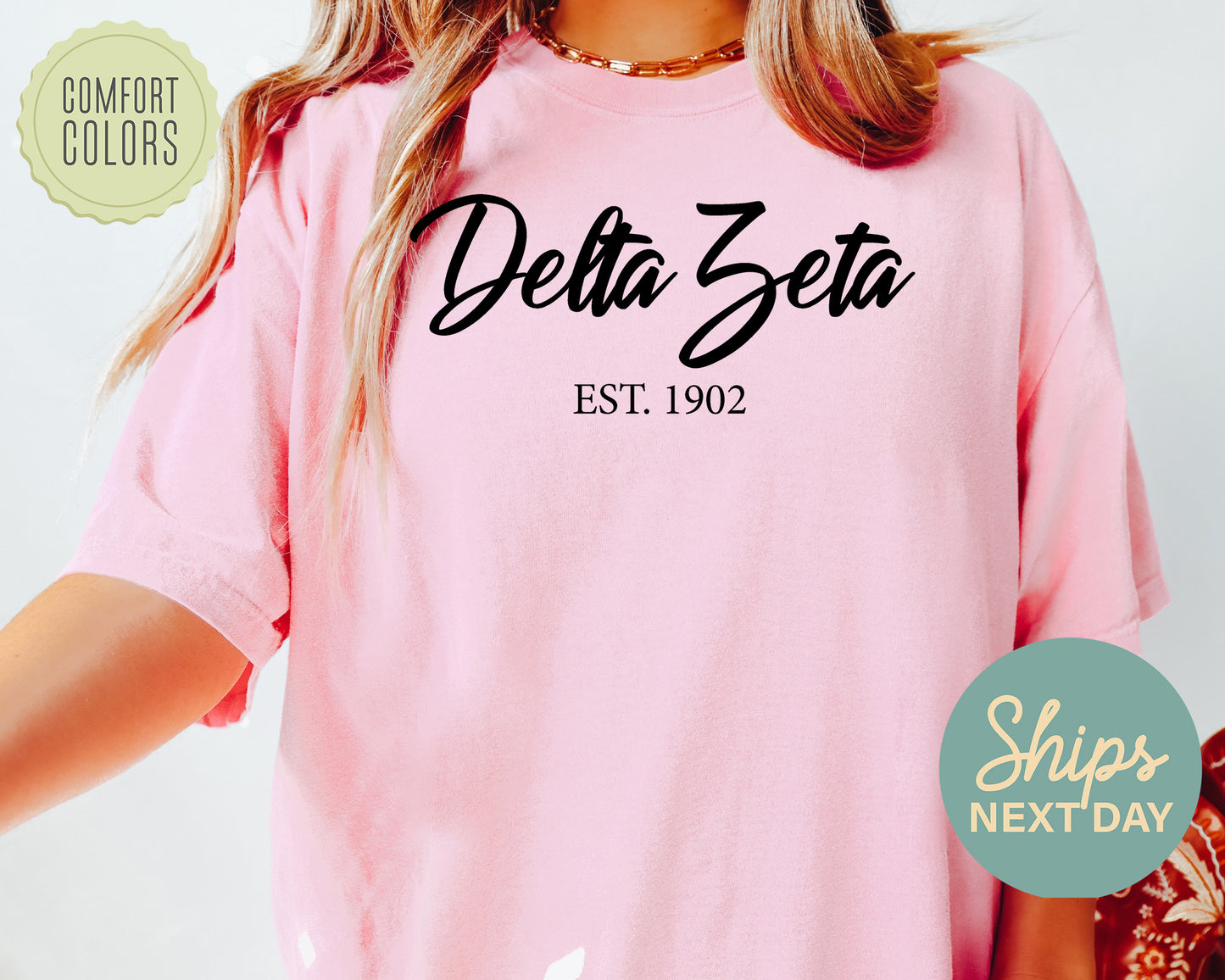 Delta Zeta Black Flowy Comfort Colors Sorority T-shirt _ 90g