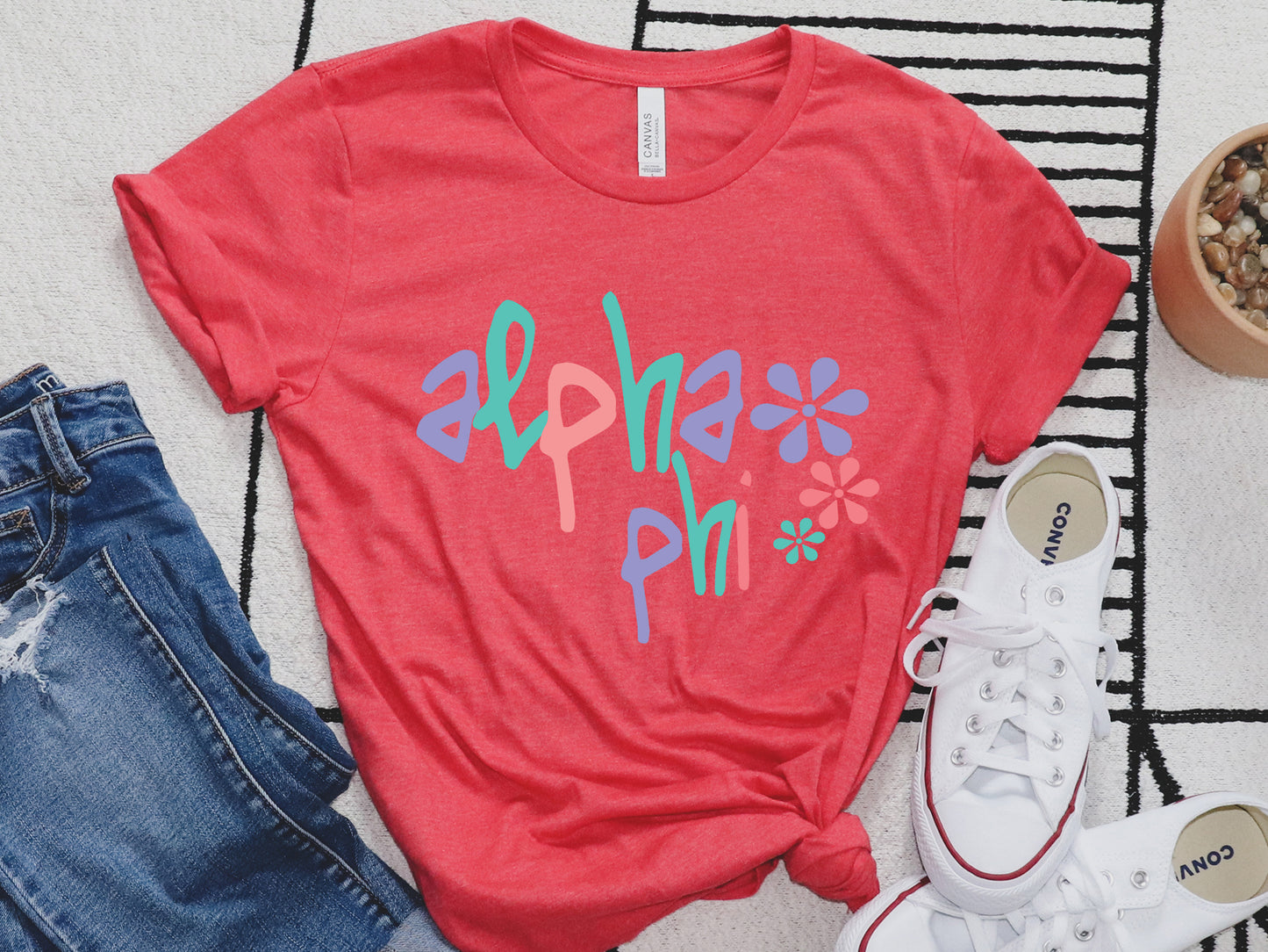 Alpha Phi Colorful Floral Sorority T-shirt _ 2608g