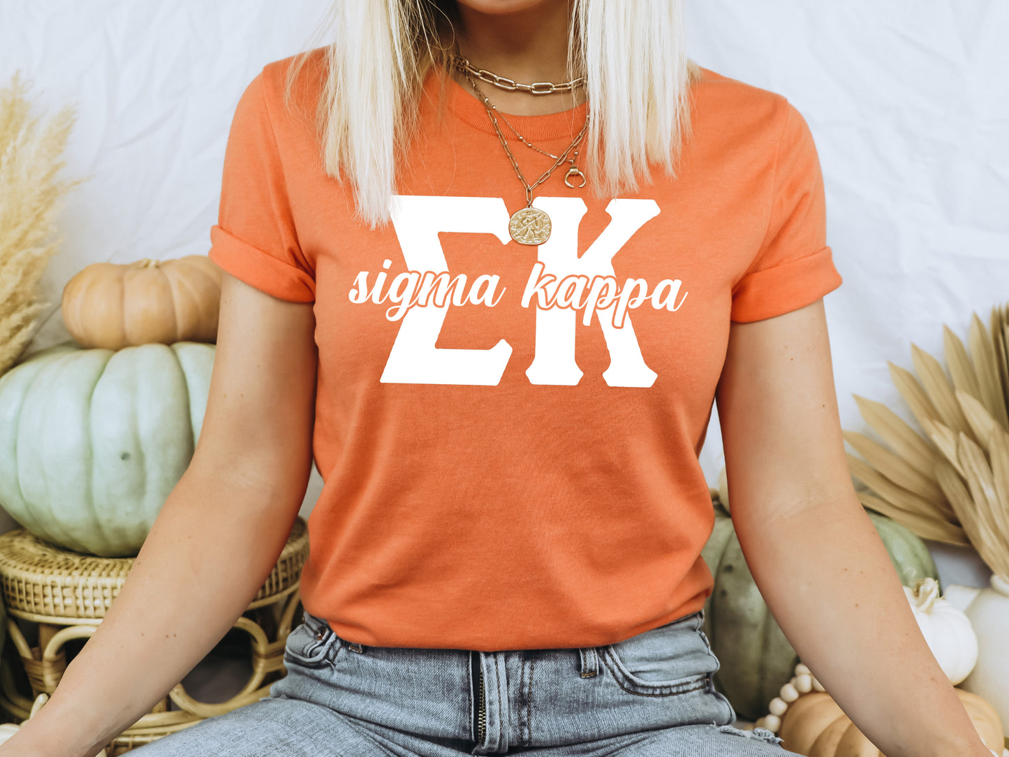 Sigma Kappa Sliced White Letters Sorority T-shirt _ 2260g