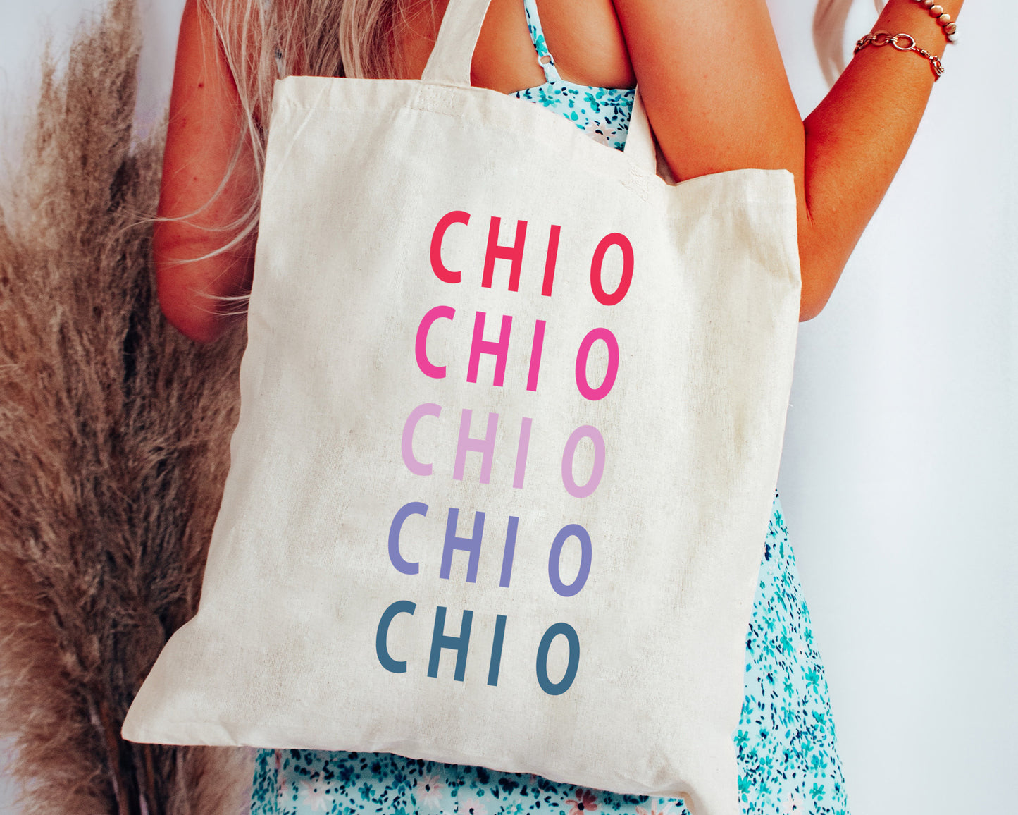 Chi Omega Bright and Stacked Sorority Tote Bag _ 34394g