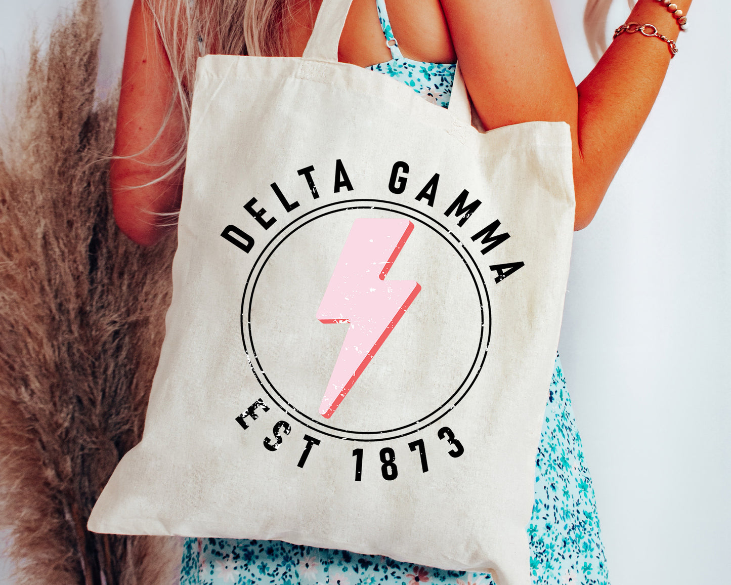 Delta Gamma Pinkish Strike Sorority Tote Bag _ 34371g
