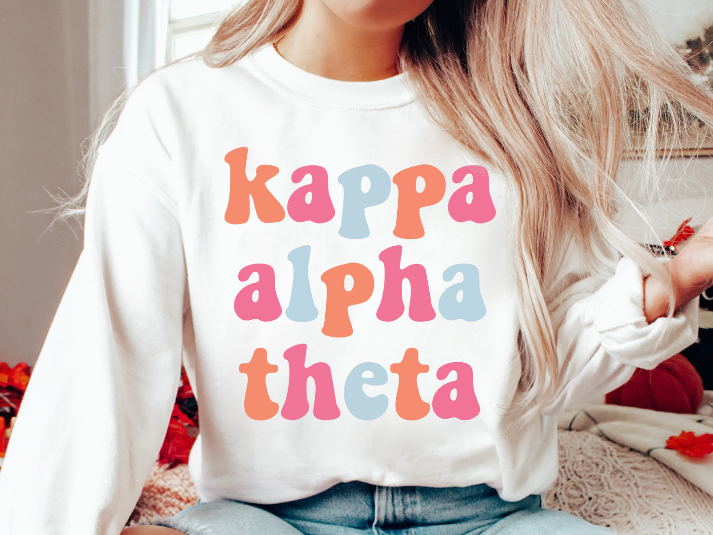 Kappa Alpha Theta Vividly Vibrant Sorority Sweatshirt _ 3164g
