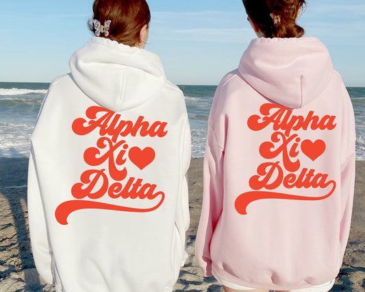 Alpha Xi Delta Red Heart Sorority Hoodie _ 33354g