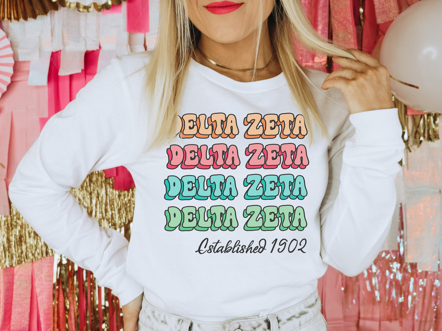 Delta Zeta Lucy Sorority Long Sleeve T-shirt _ 271g