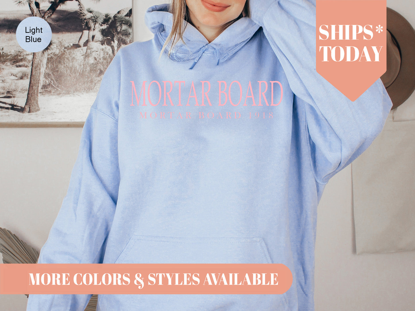 Mortar Board Pink Letter Sorority Hoodie _ 3487g