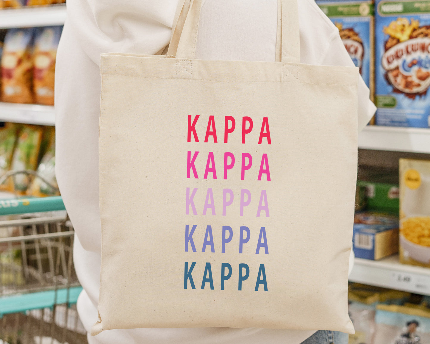 Kappa Kappa Gamma Bright and Stacked Sorority Tote Bag _ 34402g
