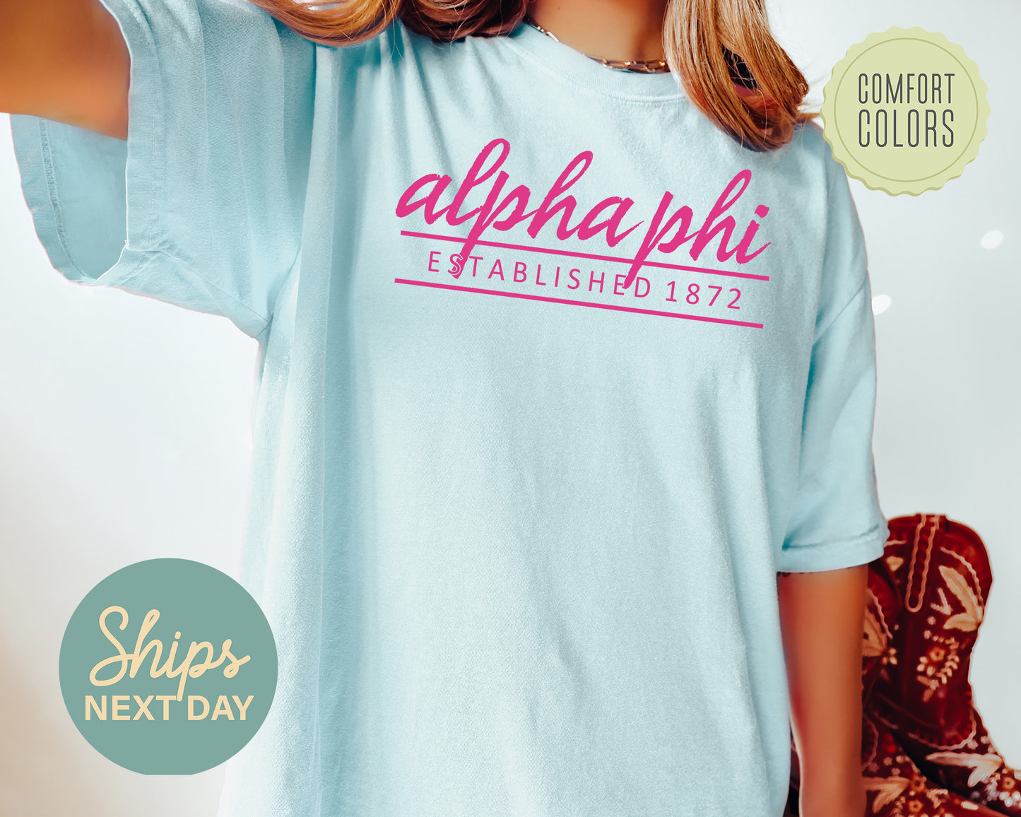 Alpha Phi All Pink Comfort Colors Sorority T-shirt _ 757g