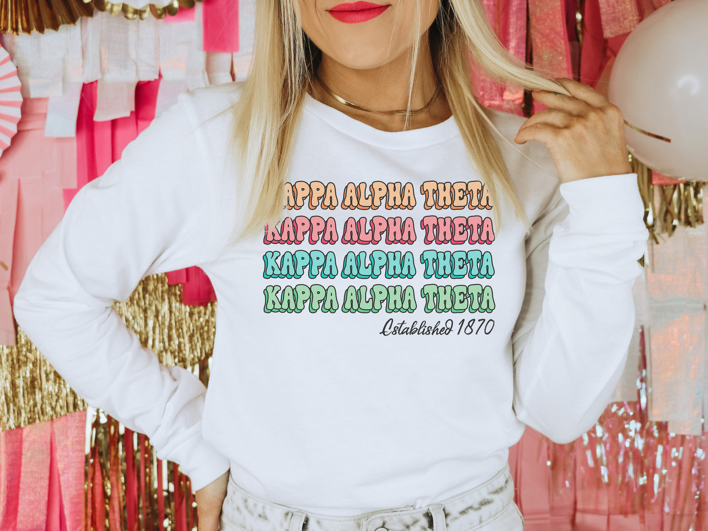 Kappa Alpha Theta Lucy Sorority Long Sleeve T-shirt _ 273g