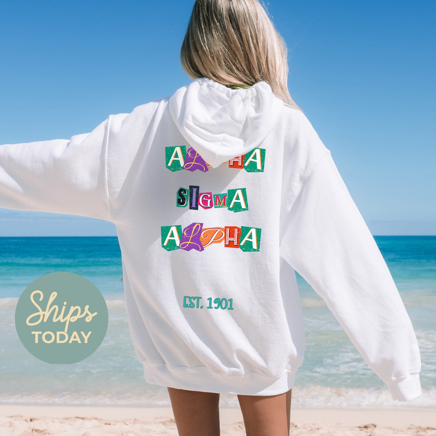 Alpha Sigma Alpha Letter Cuts Sorority Hoodie _ 35893g