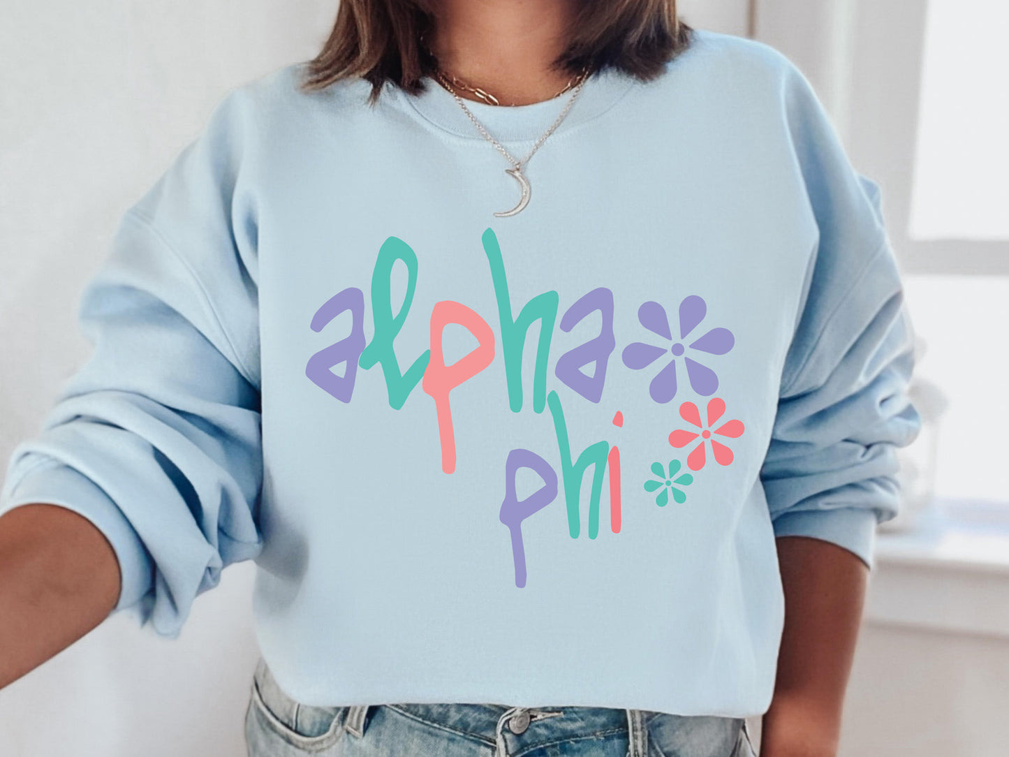 Alpha Phi Colorful Floral Sorority Sweatshirt _ 2608g