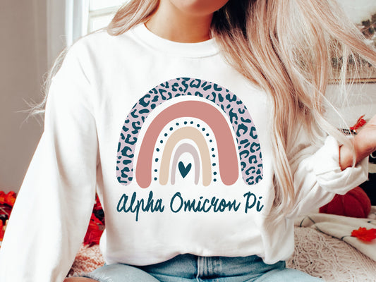 Alpha Omicron Pi Greek Rainbow Sorority Sweatshirt _ 2737g