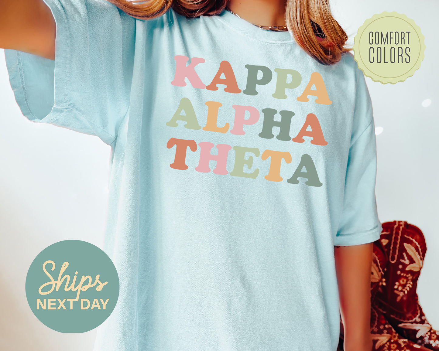 Kappa Alpha Theta Bright and Proud Comfort Colors Sorority T-shirt _ 429g
