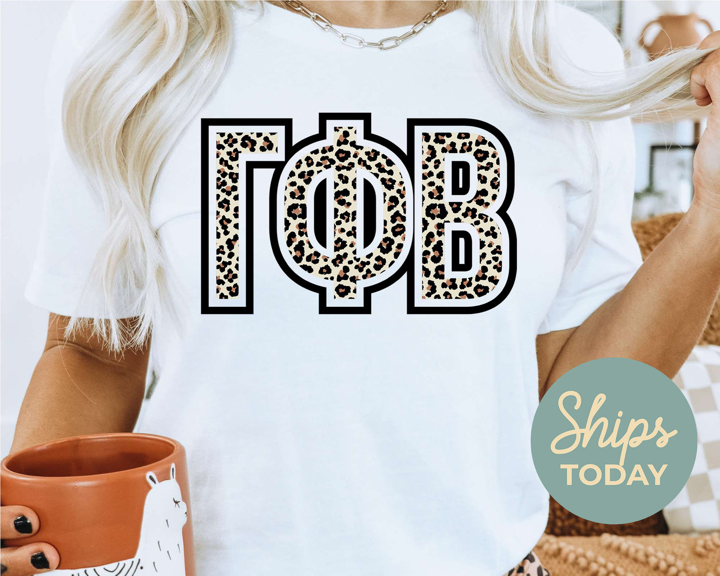 Gamma Phi Beta Safari Style Letters Sorority T-shirt _ 30449g