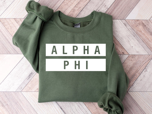 Alpha Phi Faded White Box Sorority Sweatshirt _ 3338g
