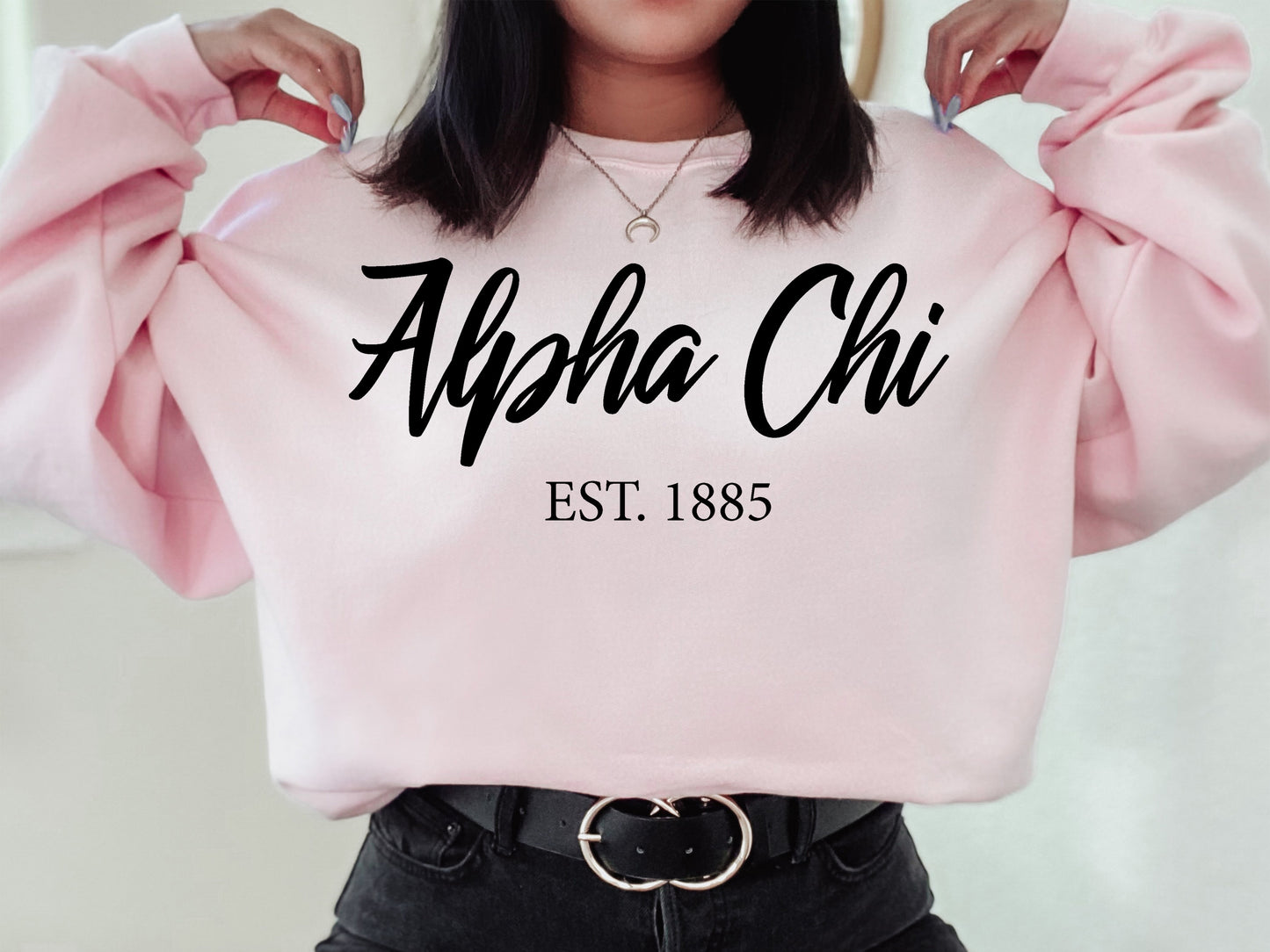 Alpha Chi Omega Black Flowy Sorority Sweatshirt _ 77g