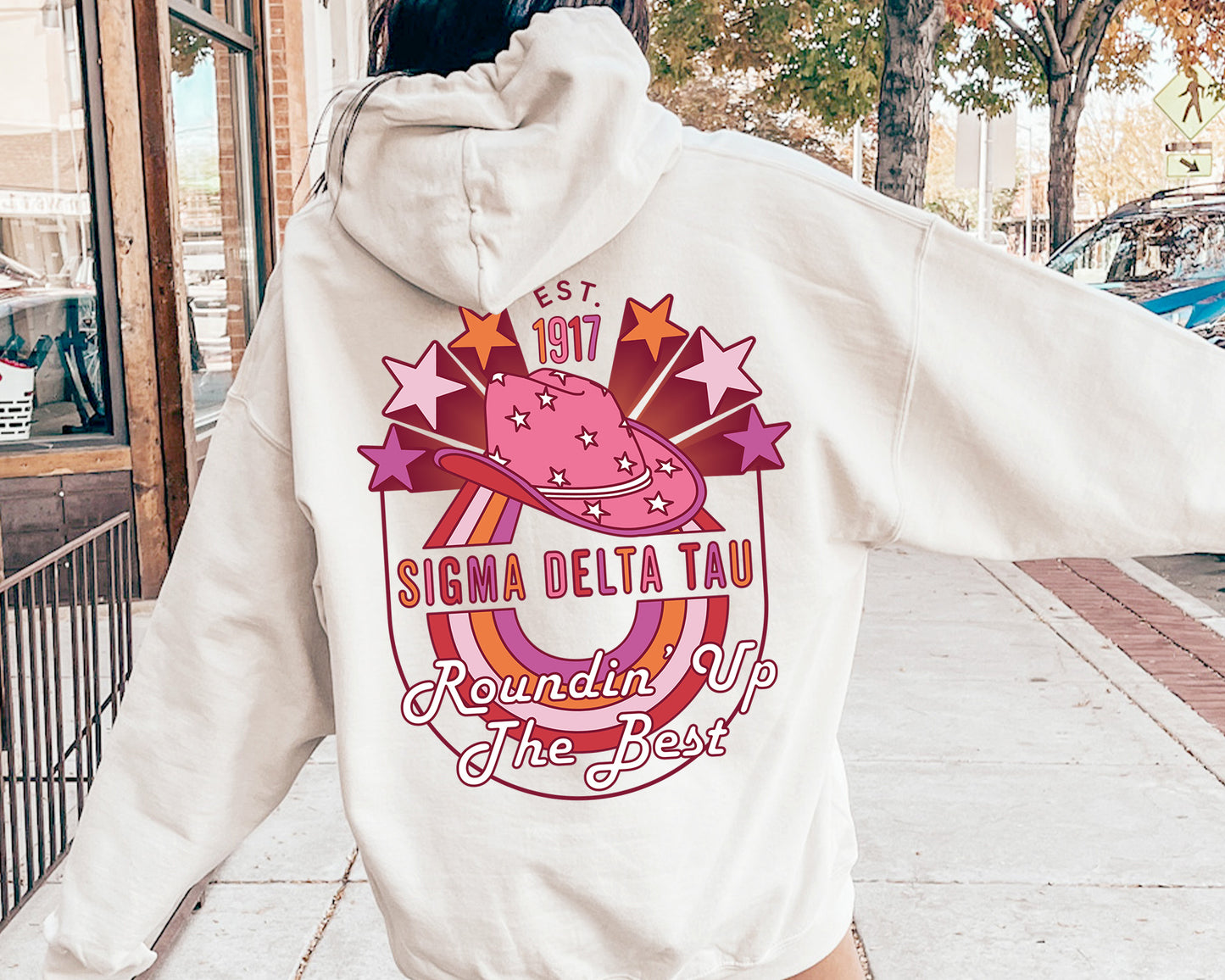 Sigma Delta Tau Roundin' up the Best Sorority Hoodie _ 32915g