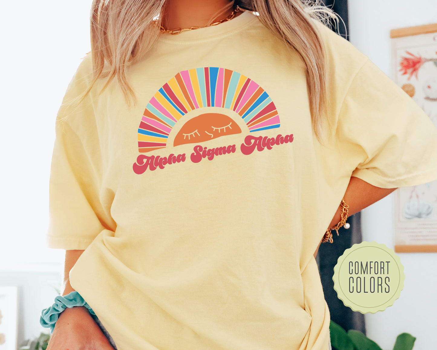 Alpha Sigma Alpha Sunshine Comfort Colors Sorority T-shirt _ 3313g