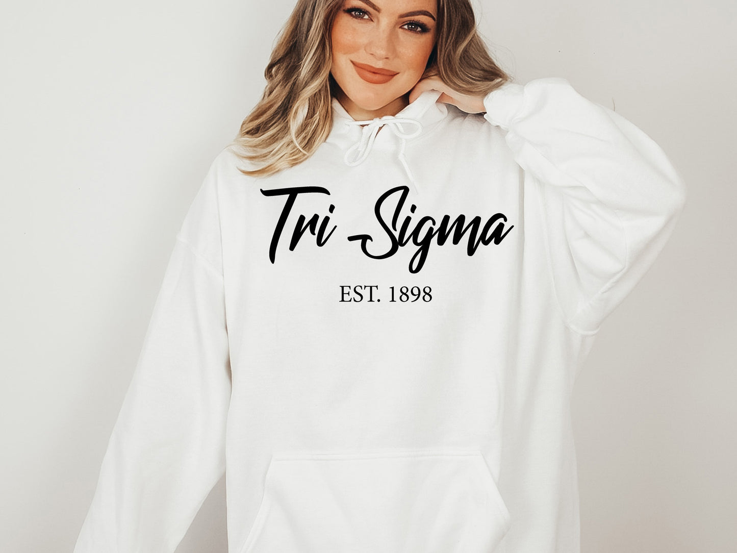 Sigma Sigma Sigma Black Flowy Sorority Hoodie _ 100g