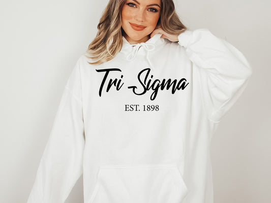 Sigma Sigma Sigma Black Flowy Sorority Hoodie _ 100g