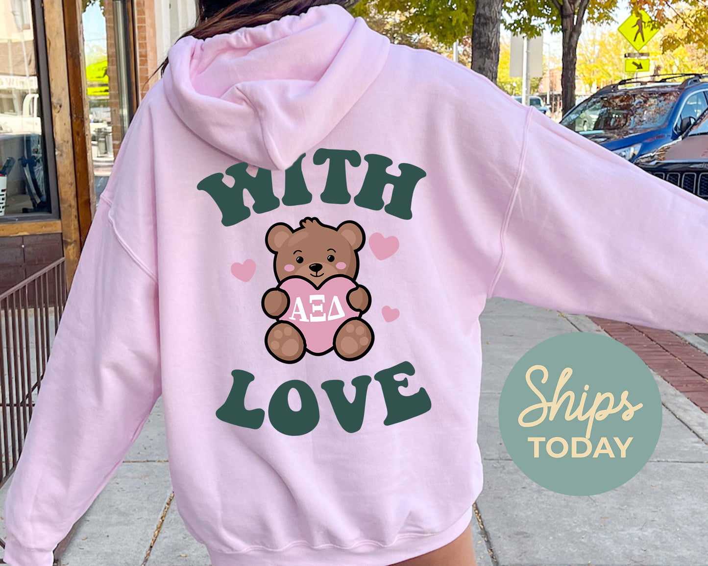 Alpha Xi Delta With Love Sorority Hoodie _ 33214g