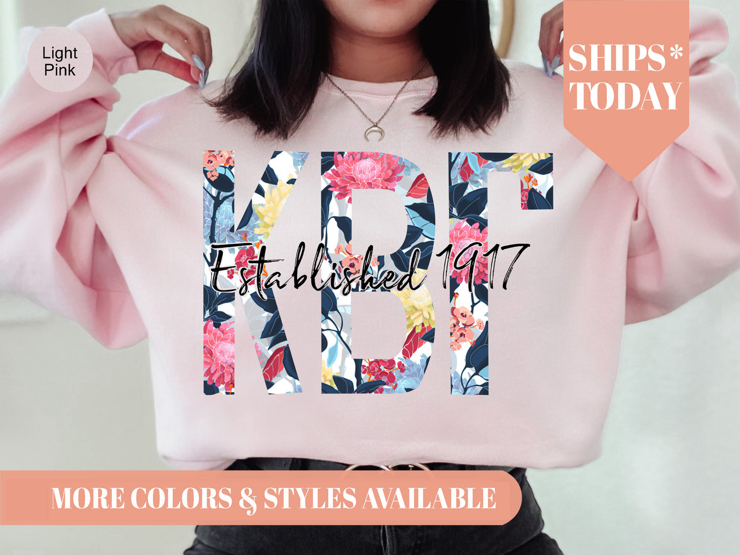 Kappa Beta Gamma Floral Block Sorority Sweatshirt _ 3514g