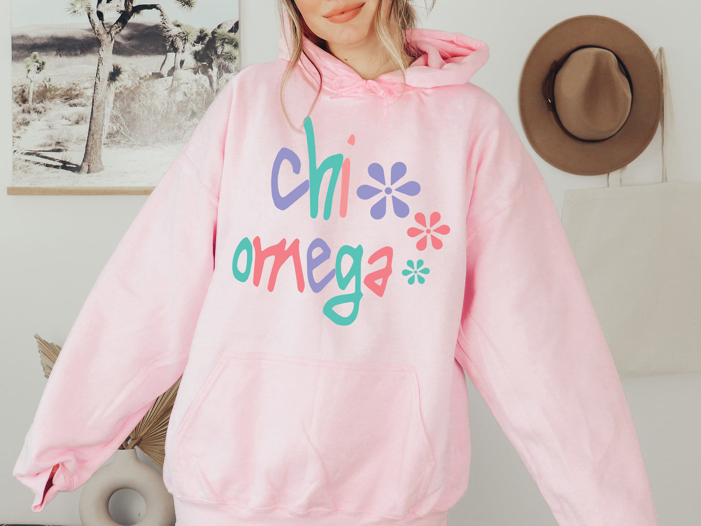 Chi Omega Colorful Floral Sorority Hoodie _ 2612g
