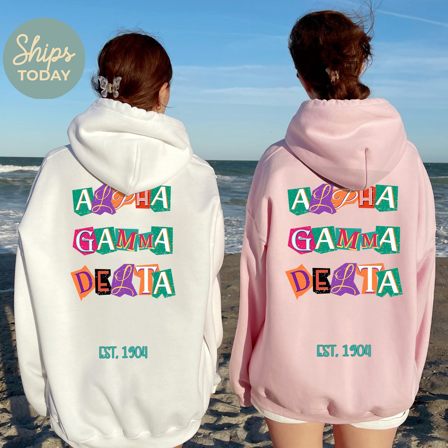 Alpha Gamma Delta Letter Cuts Sorority Hoodie _ 35890g