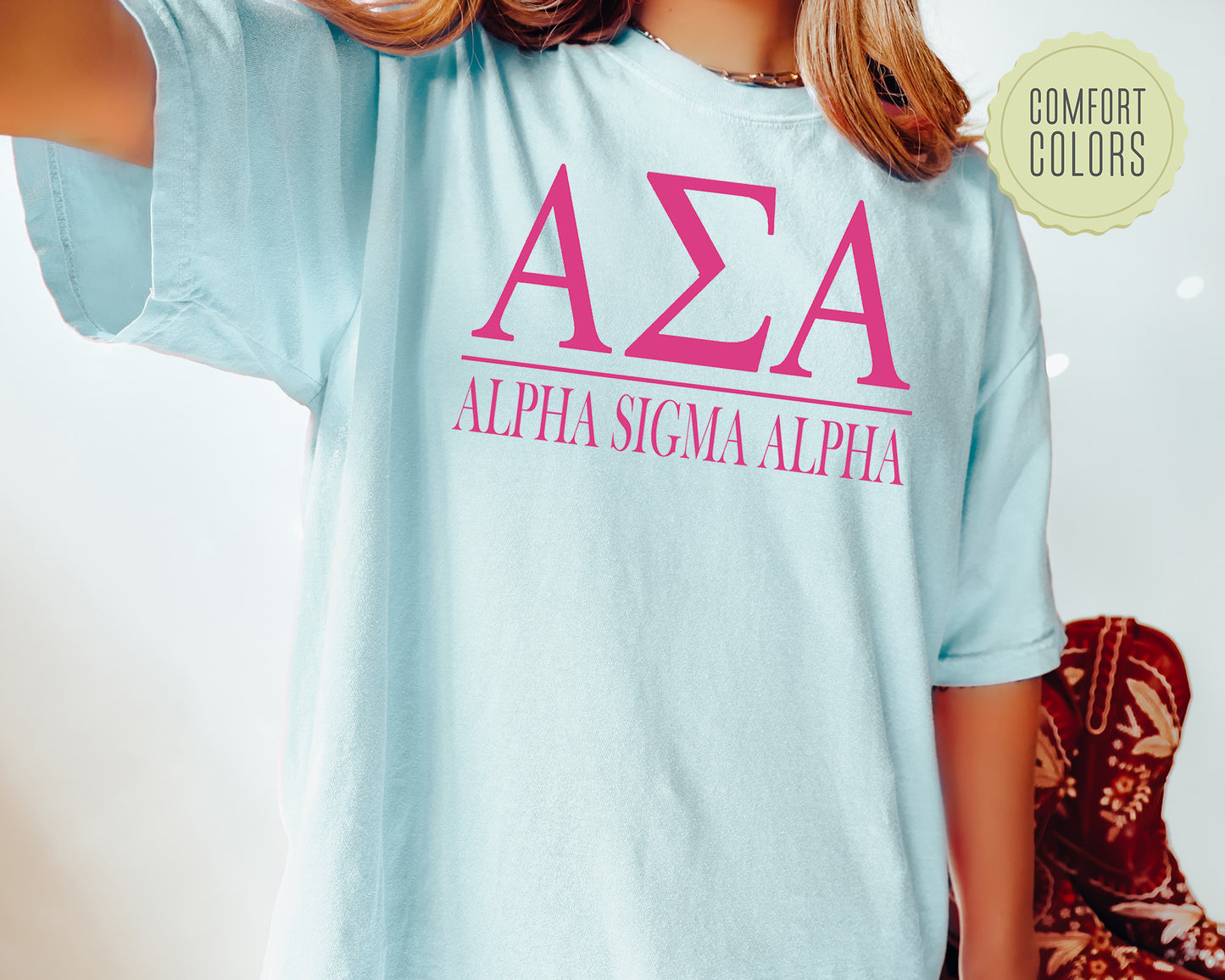 Alpha Sigma Alpha Loud Letters Comfort Colors Sorority T-shirt _ 472g